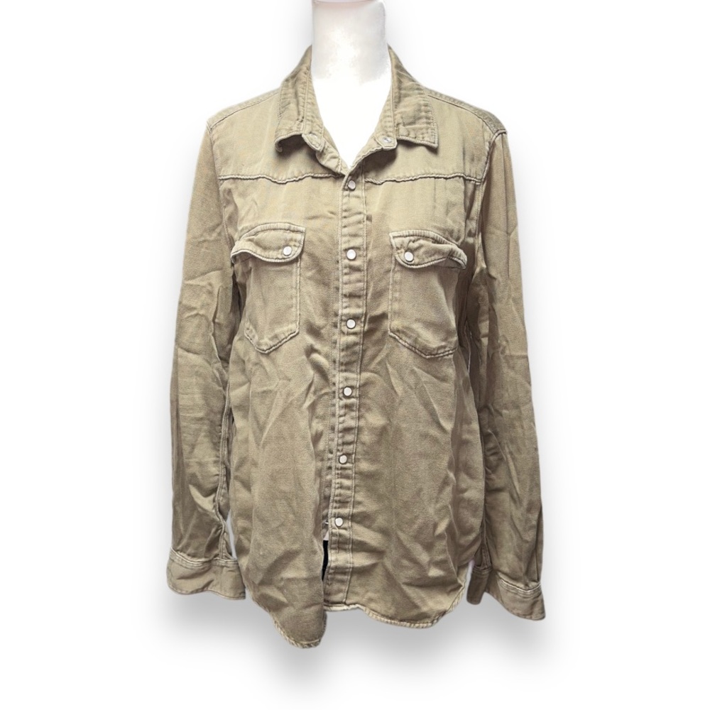 ba&sh Women’s Green Button Down Shirt Size 3 French Chic Classic